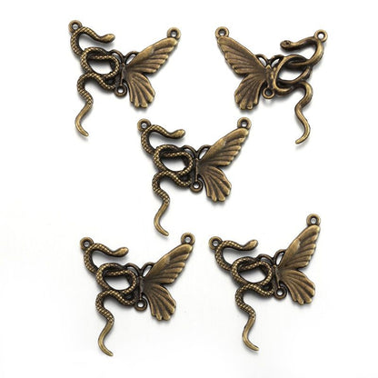 1PCS Gothic Snake & Butterfly Charm for Jewelry Making Findings 26x28mm