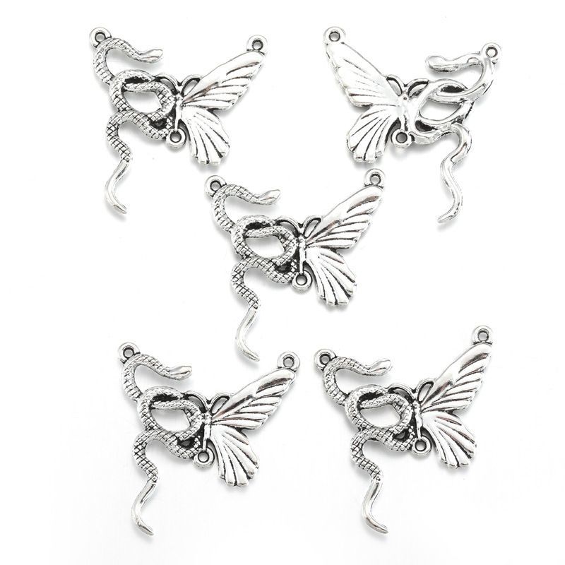 1PCS Gothic Snake & Butterfly Charm for Jewelry Making Findings 26x28mm