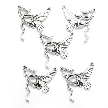 1PCS Gothic Snake & Butterfly Charm for Jewelry Making Findings 26x28mm