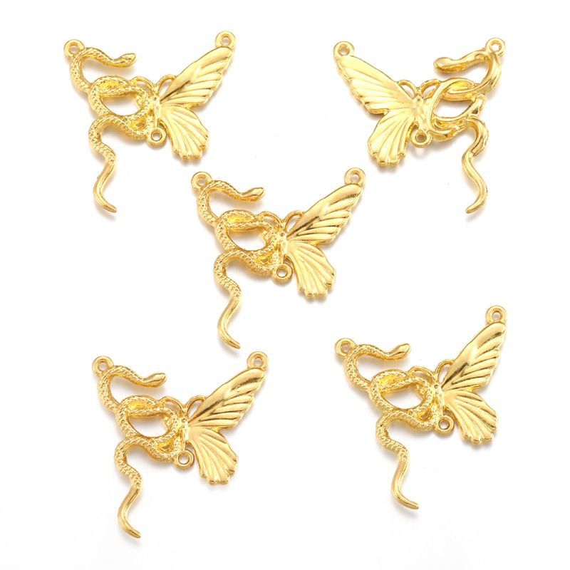 1PCS Gothic Snake & Butterfly Charm for Jewelry Making Findings 26x28mm