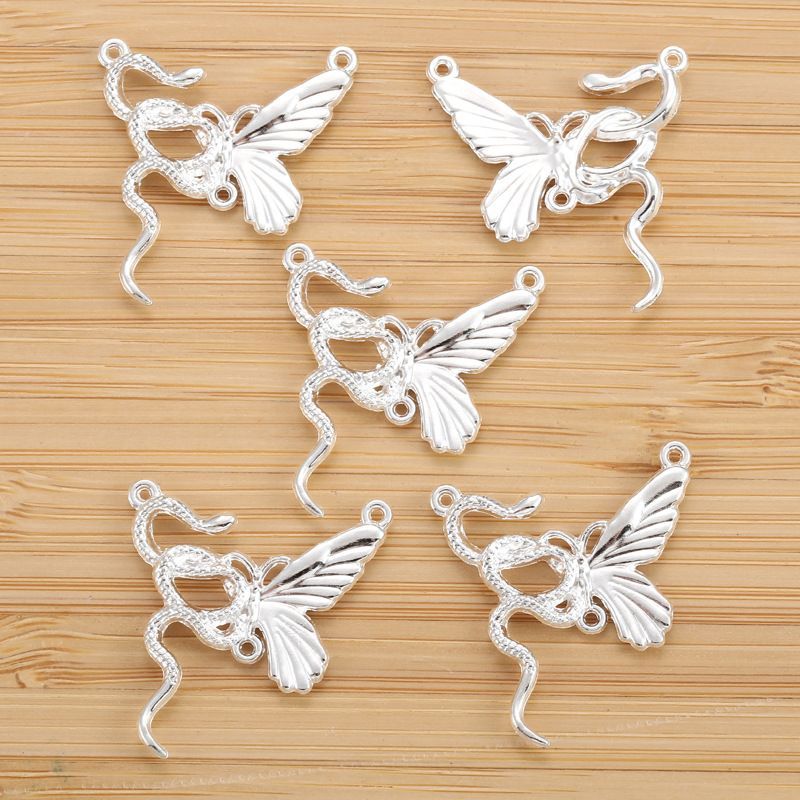 1PCS Gothic Snake & Butterfly Charm for Jewelry Making Findings 26x28mm