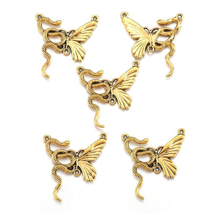 1PCS Gothic Snake & Butterfly Charm for Jewelry Making Findings 26x28mm