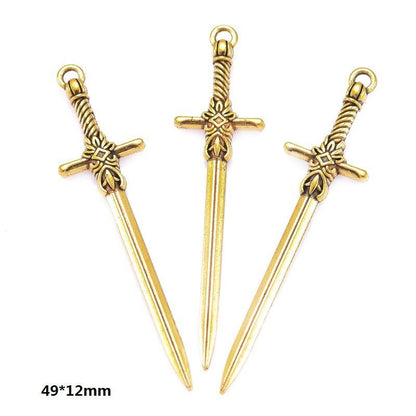 5PCS Antique Gold Color Fantasy Weapon Charm For Jewelry Making Findings