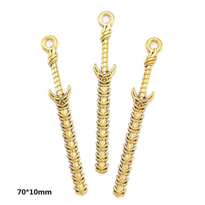 5PCS Antique Gold Color Fantasy Weapon Charm For Jewelry Making Findings