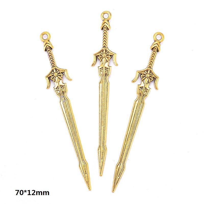 5PCS Antique Gold Color Fantasy Weapon Charm For Jewelry Making Findings