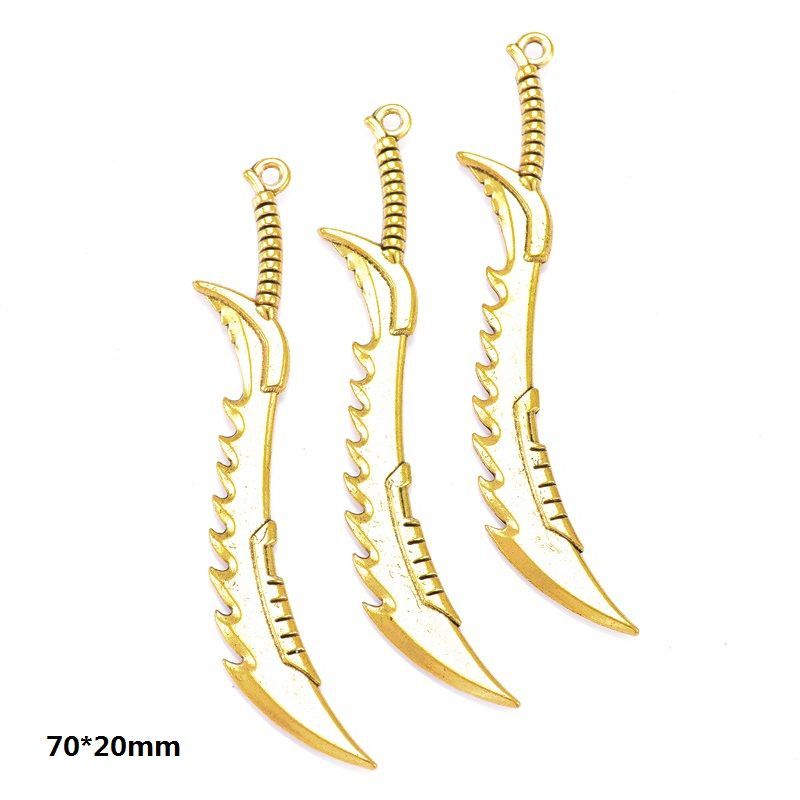 5PCS Antique Gold Color Fantasy Weapon Charm For Jewelry Making Findings