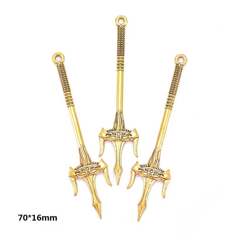 5PCS Antique Gold Color Fantasy Weapon Charm For Jewelry Making Findings