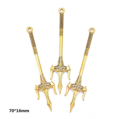 5PCS Antique Gold Color Fantasy Weapon Charm For Jewelry Making Findings