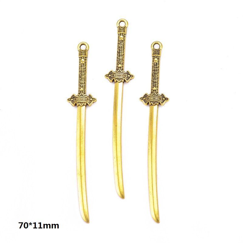5PCS Antique Gold Color Fantasy Weapon Charm For Jewelry Making Findings