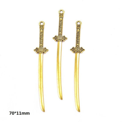 5PCS Antique Gold Color Fantasy Weapon Charm For Jewelry Making Findings
