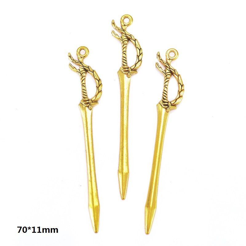 5PCS Antique Gold Color Fantasy Weapon Charm For Jewelry Making Findings