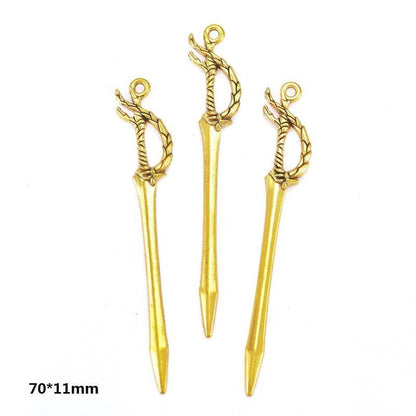 5PCS Antique Gold Color Fantasy Weapon Charm For Jewelry Making Findings