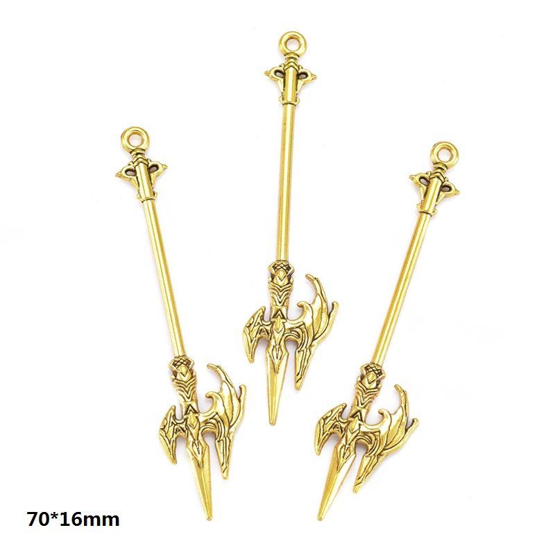 5PCS Antique Gold Color Fantasy Weapon Charm For Jewelry Making Findings