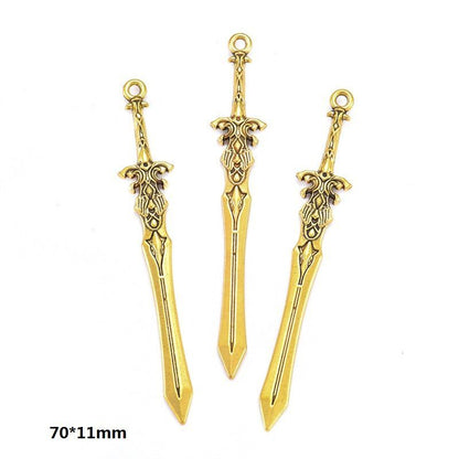 5PCS Antique Gold Color Fantasy Weapon Charm For Jewelry Making Findings
