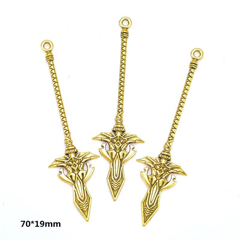 5PCS Antique Gold Color Fantasy Weapon Charm For Jewelry Making Findings