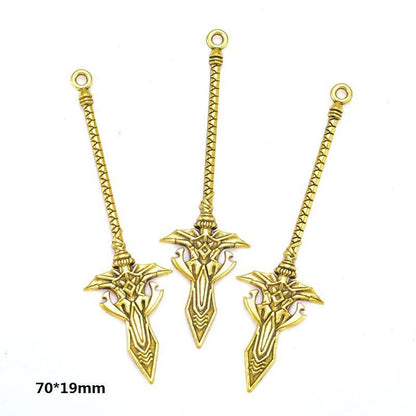5PCS Antique Gold Color Fantasy Weapon Charm For Jewelry Making Findings