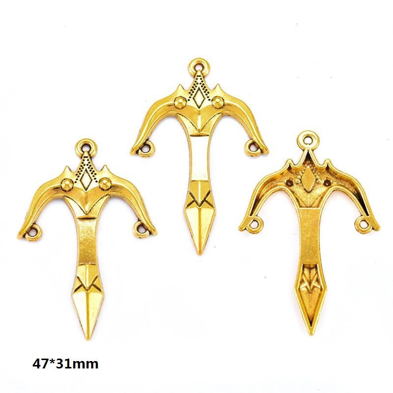 5PCS Antique Gold Color Fantasy Weapon Charm For Jewelry Making Findings