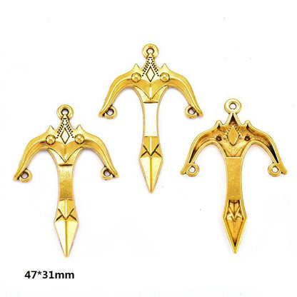 5PCS Antique Gold Color Fantasy Weapon Charm For Jewelry Making Findings
