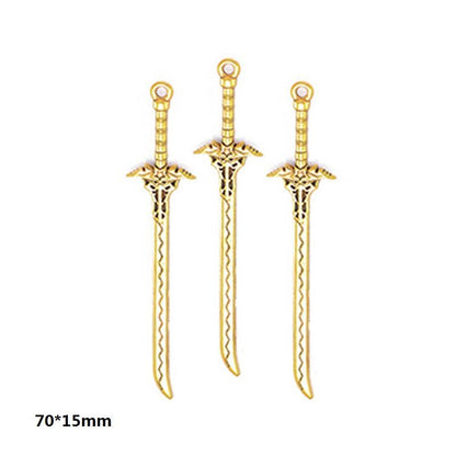 5PCS Antique Gold Color Fantasy Weapon Charm For Jewelry Making Findings
