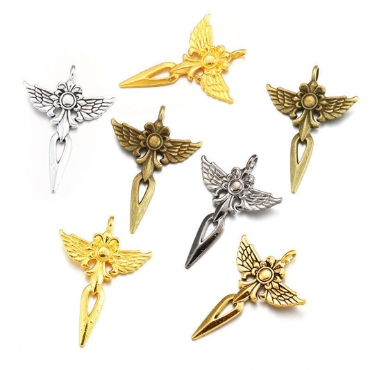 1PCS Winged Spear Charm for Jewelry Making Findings 34x48mm