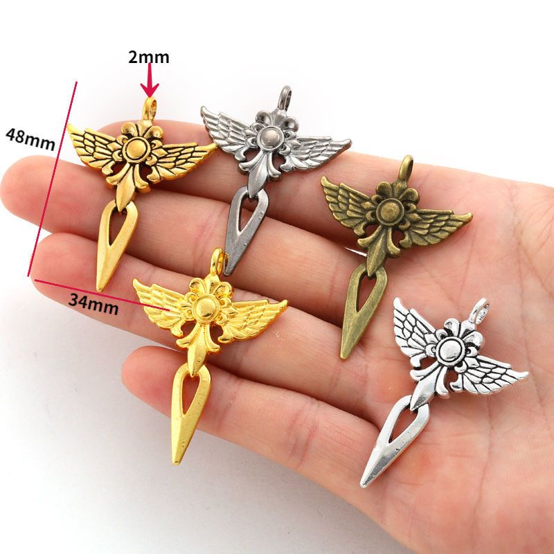 1PCS Winged Spear Charm for Jewelry Making Findings 34x48mm