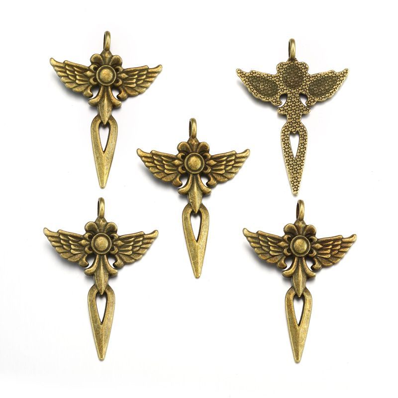 1PCS Winged Spear Charm for Jewelry Making Findings 34x48mm