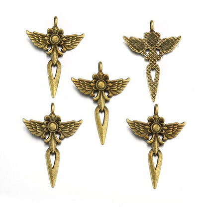1PCS Winged Spear Charm for Jewelry Making Findings 34x48mm