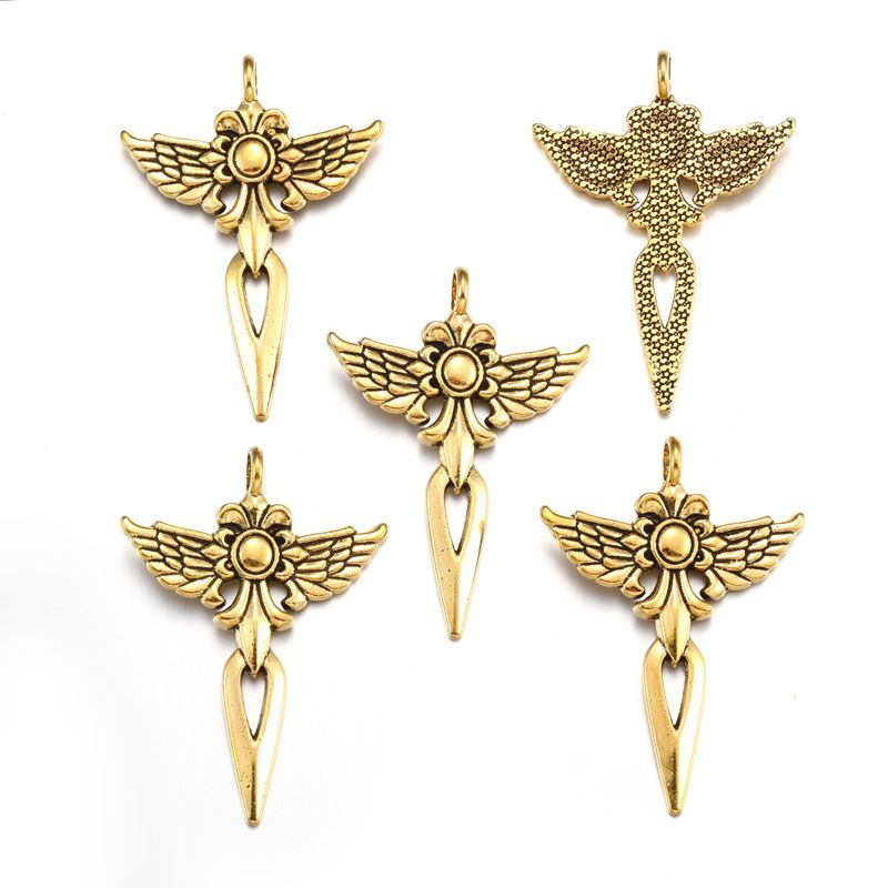 1PCS Winged Spear Charm for Jewelry Making Findings 34x48mm