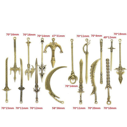 5PCS Bronze Color Fantasy Weapon Charm For Jewelry Making Findings