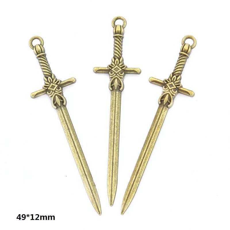 5PCS Bronze Color Fantasy Weapon Charm For Jewelry Making Findings