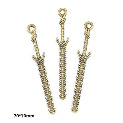 5PCS Bronze Color Fantasy Weapon Charm For Jewelry Making Findings