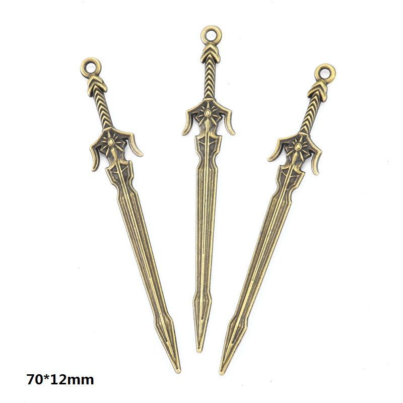 5PCS Bronze Color Fantasy Weapon Charm For Jewelry Making Findings