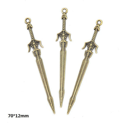 5PCS Bronze Color Fantasy Weapon Charm For Jewelry Making Findings
