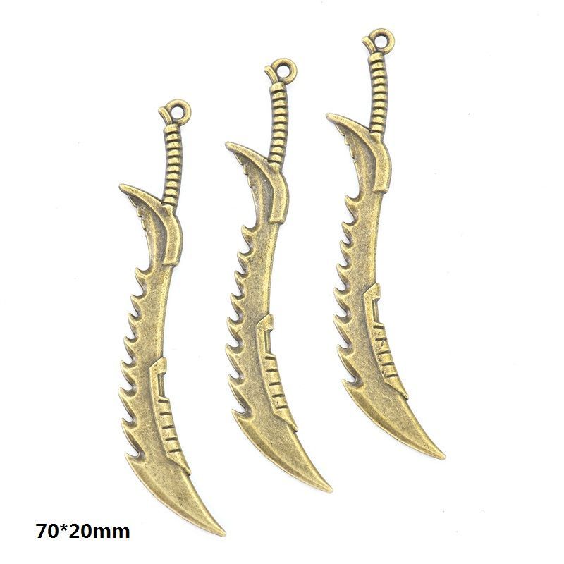 5PCS Bronze Color Fantasy Weapon Charm For Jewelry Making Findings