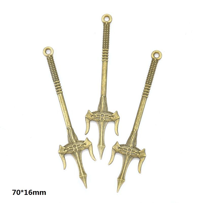 5PCS Bronze Color Fantasy Weapon Charm For Jewelry Making Findings