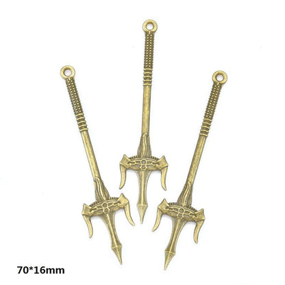 5PCS Bronze Color Fantasy Weapon Charm For Jewelry Making Findings