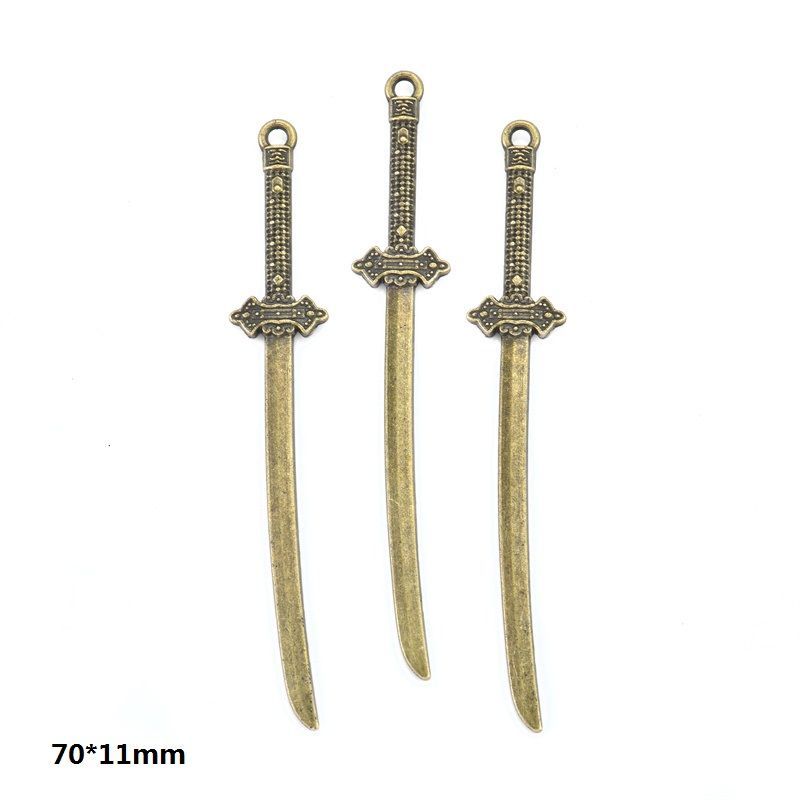 5PCS Bronze Color Fantasy Weapon Charm For Jewelry Making Findings
