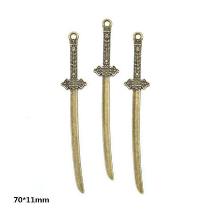 5PCS Bronze Color Fantasy Weapon Charm For Jewelry Making Findings