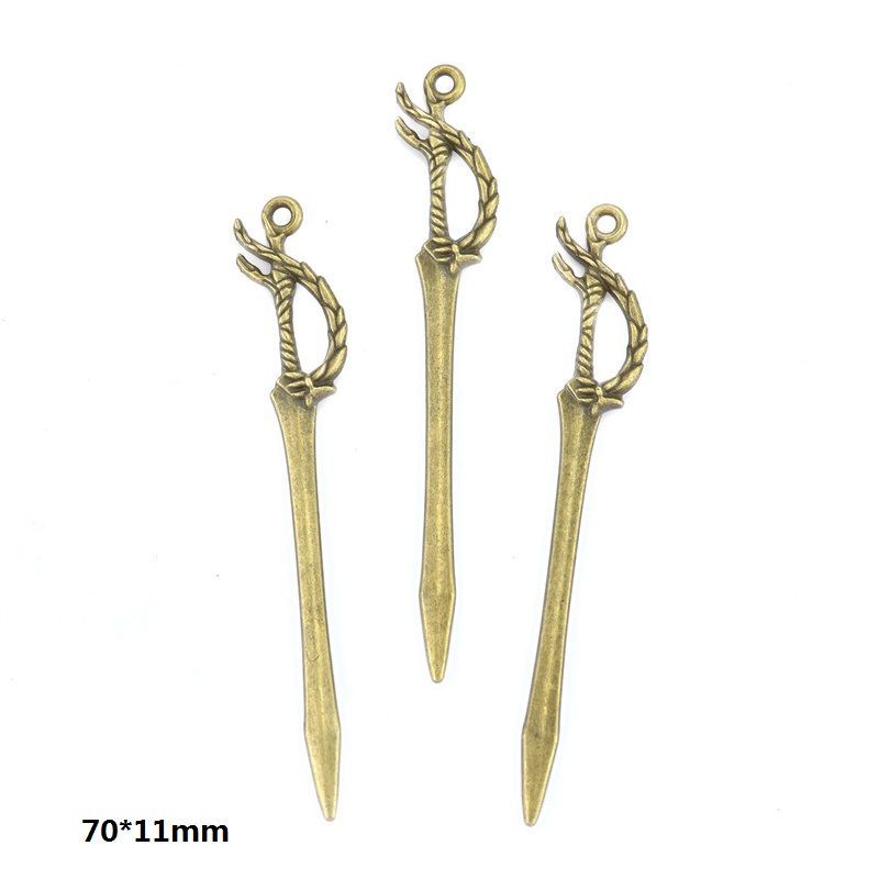 5PCS Bronze Color Fantasy Weapon Charm For Jewelry Making Findings