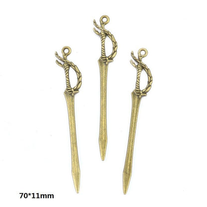 5PCS Bronze Color Fantasy Weapon Charm For Jewelry Making Findings