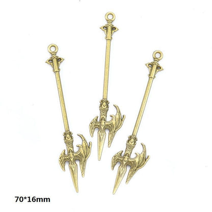5PCS Bronze Color Fantasy Weapon Charm For Jewelry Making Findings