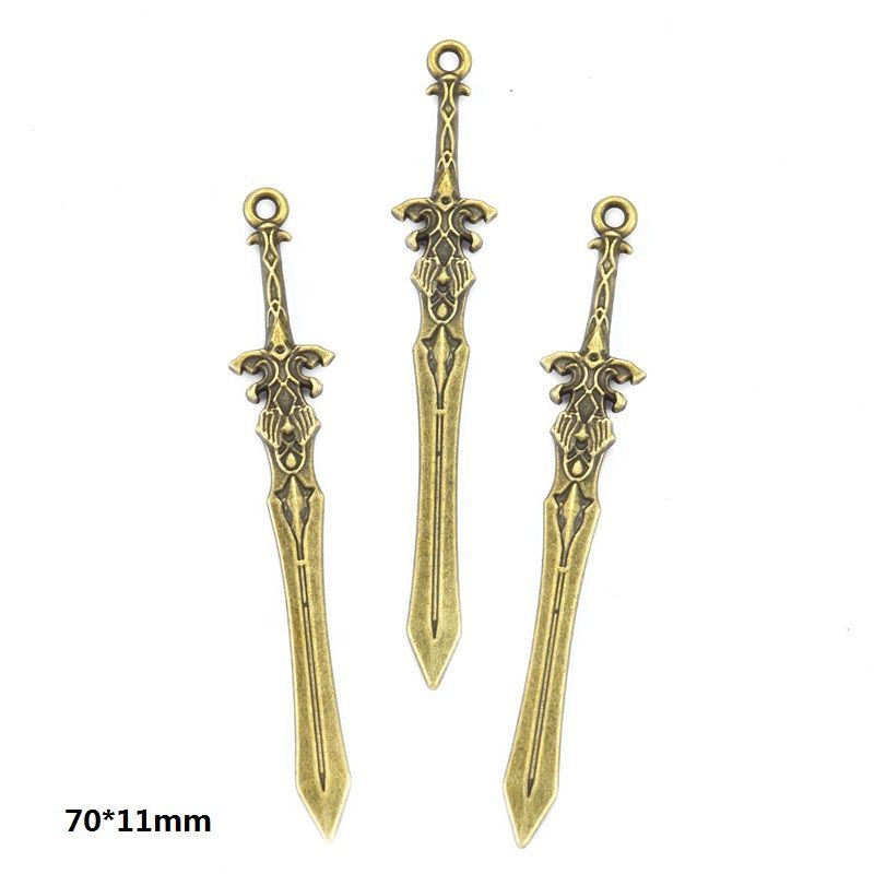 5PCS Bronze Color Fantasy Weapon Charm For Jewelry Making Findings