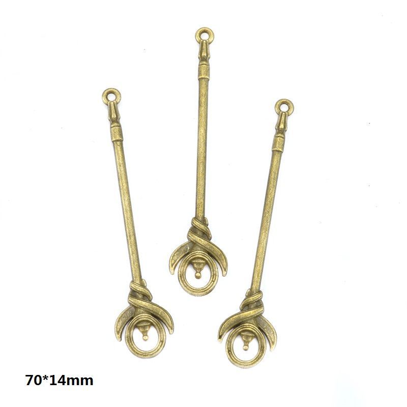 5PCS Bronze Color Fantasy Weapon Charm For Jewelry Making Findings