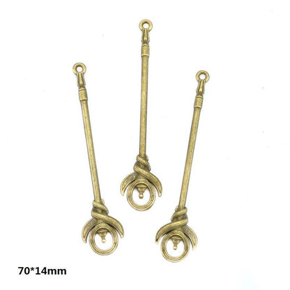 5PCS Bronze Color Fantasy Weapon Charm For Jewelry Making Findings
