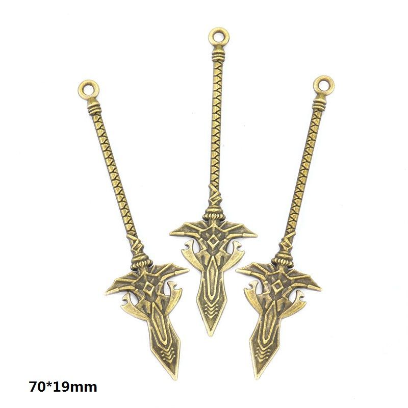 5PCS Bronze Color Fantasy Weapon Charm For Jewelry Making Findings