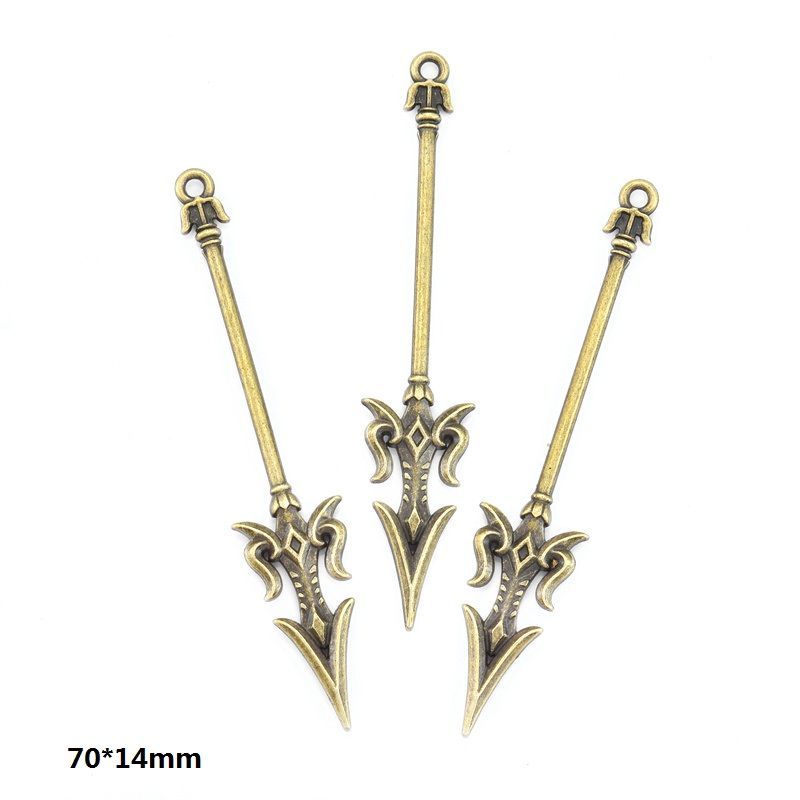 5PCS Bronze Color Fantasy Weapon Charm For Jewelry Making Findings