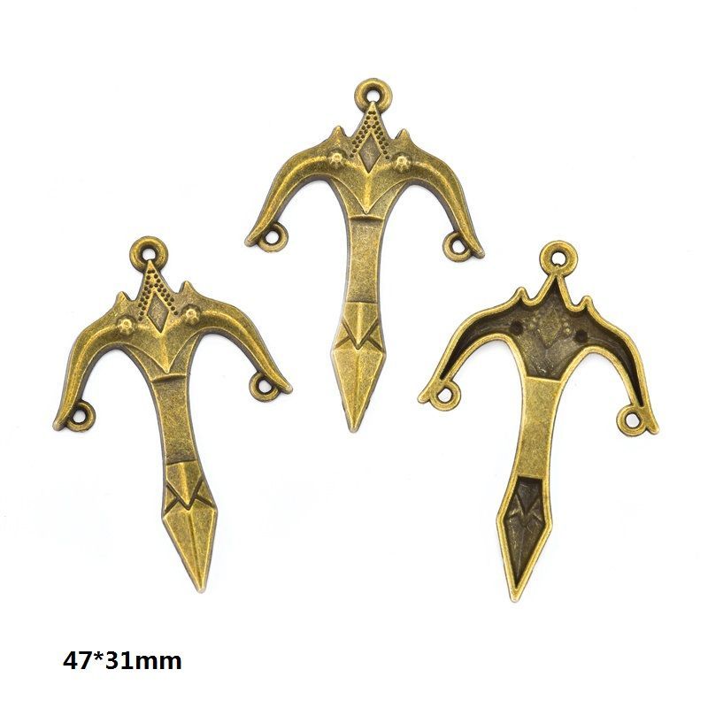 5PCS Bronze Color Fantasy Weapon Charm For Jewelry Making Findings