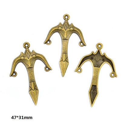 5PCS Bronze Color Fantasy Weapon Charm For Jewelry Making Findings