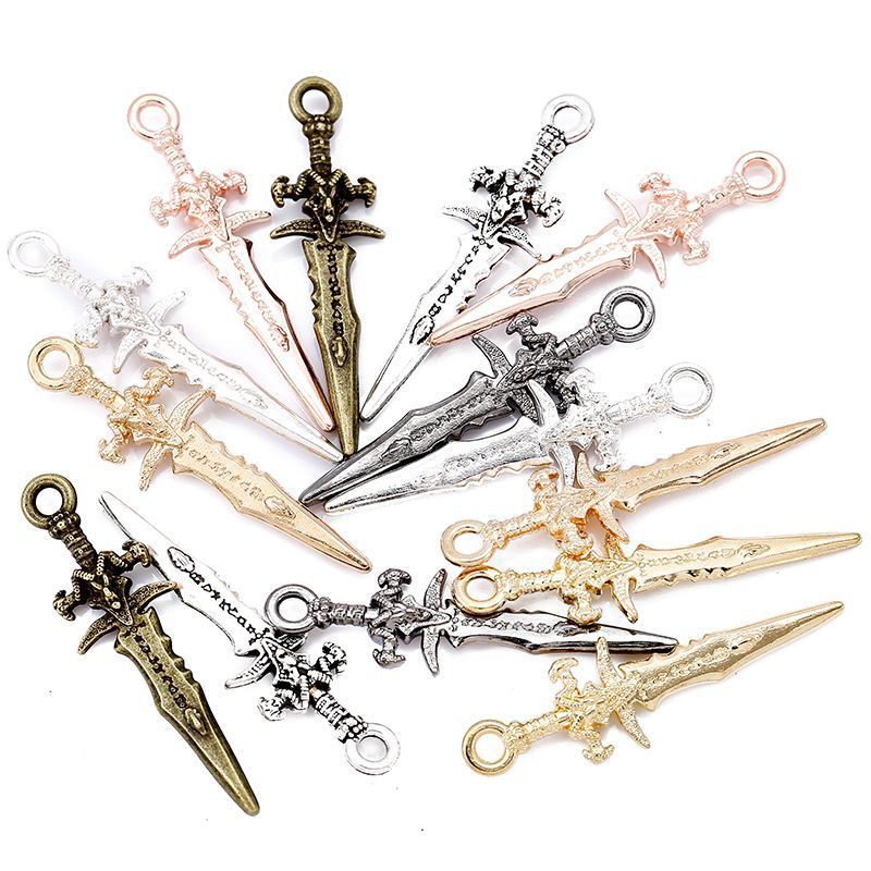 5PCS Sword Charm for Jewelry Making Findings 9x30mm