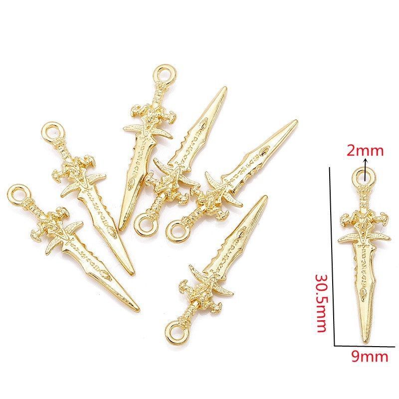 5PCS Sword Charm for Jewelry Making Findings 9x30mm